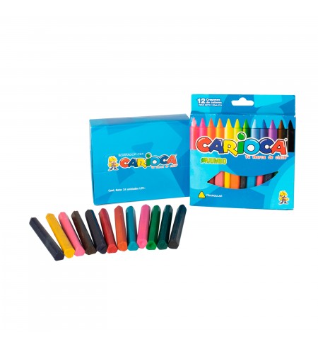 CRAYONES ESCOLARES JUMBO GIGANTE 12 COLORES, CARIOCA