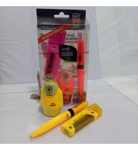 COMBO 3 PIEZAS BORRADOR E-BOT PORTAMINAS AMARILLO 0.50MM SV-DBE05K3S, SERVE