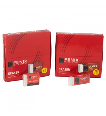BORRADOR GRANDE PARA LAPIZ BLANCO CAJA X 20 UNIDADES, FENIX