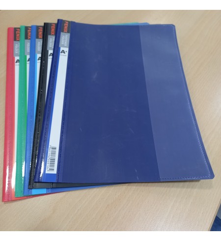 CARPETA PLASTICA UN LADO TRANSPARENTE, ESTANDAR COLORES 0.35MM INC/ VINCHA  FENIX