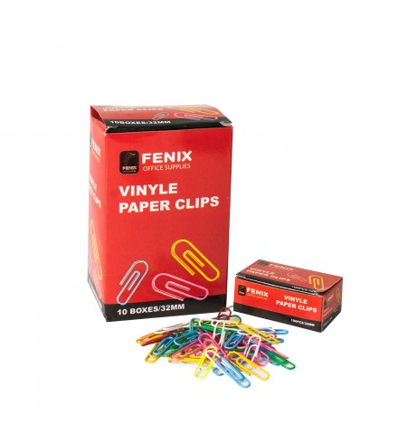 CLIPS STANDAR 32 MM COLORES,  CAJA X 100, FENIX