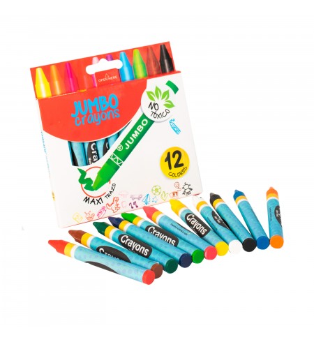 CRAYONES ESCOLARES JUMBO 12 COLORES., FENIX